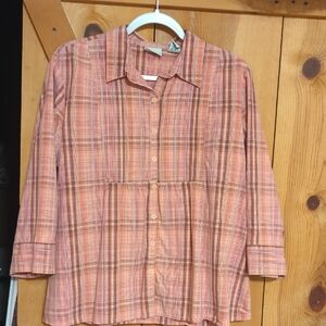 Kim Rogers Kids Plaid Shirt in Orange and Brown